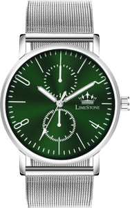 LIMESTONE Mesh Metal Strap Minimalist Stainless Steel Slim Quartz Analog Watch  - For Men