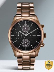 Titan Neo Splash Black Dial Brown SS Strap Analog Watch - Image 6