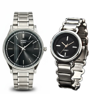 homot Couple’s Stainless Steel Analog Watch Combo - Black Pack of 2 - Image 6