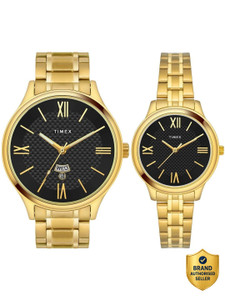 TIMEX Timex Analog Black Dial Pairs Watch-TW00PR283 Empera Round 43mm Black Dial Analog Watch - For Men & Women