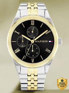 TOMMY HILFIGER Tommy Hilfiger SS'23 Monica Tommy Hilfiger Multifunction Black Dial Silver & Gold SS Strap Analog Watch - For Women