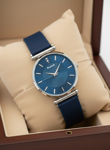 HMT DLX Contemporary Silver Case Featuring Blue Dial Analog Watch  - For Women