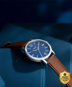 Sonata Poze Blue Dial Brown Leather Men's Watch - Image 6