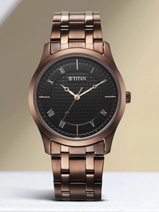 Titan Karishma Gents Festive Titan Karishma Black Dial Brown Stainless Steel Strap Analog Watch - For Men