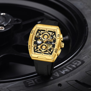 Alix Luminous Hollow Dial Barrel-shaped Multifunctional Sports Watch Analog Watch  - For Men