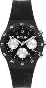 FCUK Frost Frost by FW25 Unisex Analog Watch, 39mm Black Silicone Strap, Black Dial Analog Watch  - For Men & Women