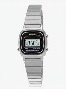 CASIO LA670WA-1DF Vintage Black Dial Silver Stainless Steel Band Digital Watch  - For Men & Women