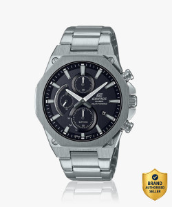 CASIO Edifice Black Dial Silver Stainless Steel Watch - Image 6