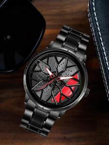 Spinner Men’s Rotating Wheel Dial Analog Watch A36 Car wheel | Spinning | Roatating | Gyro | Red Digital Watch  - For Men