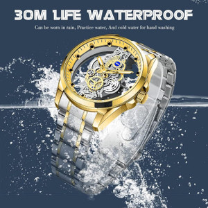 HDITA Transparent Dial Quartz Watch Men Stainless Steel Waterproof Watch Analog Watch  - For Men