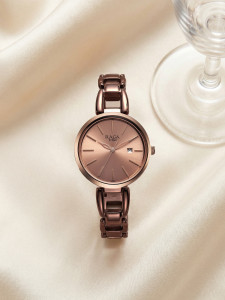 Titan Titan Raga Viva with Date Rose Gold Dial Brown MetalStrap Analog Watch  - For Women