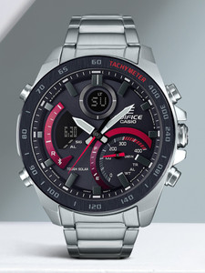 CASIO ECB-900DB-1ADR Edifice ECB-900DB-1ADR Black Dial Silver Stainless Steel Band Analog-Digital Watch  - For Men