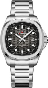 NAVIFORCE NF9240 Square Unique temperament Silver bracelet strap with Black dial Analog Watch - For Men