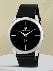 TIMEWEAR 175BDCCSTG-1 TIMEWEAR Slim Series Two Hands Black Leather Strap Analog Watch  - For Men