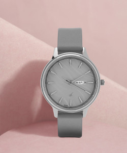 Fastrack NP6207SL01 Fastrack Ruffles Grey Dial Grey LeatherStrap Analog Watch  - For Girls