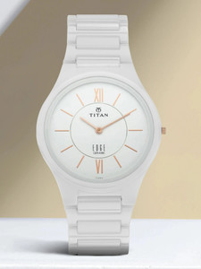 Titan Titan Edge Ceramic White Dial White Ceramic Strap Analog Watch - For Men