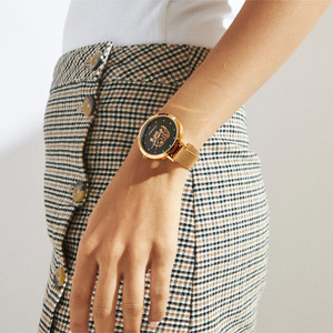 Teal By Chumbak Carnival Cat Watch, Stainless Steel Mesh Strap Carnival Cat Multi Colour Dial Rose Gold Metal Mesh Strap Analog Watch  - For Women