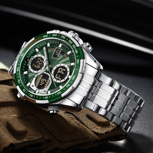 NAVIFORCE Green and Silver Analog-Digital Watch - Image 6