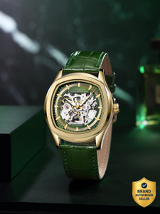 French Connection Green Skeleton Round Dial Watch - Image 6