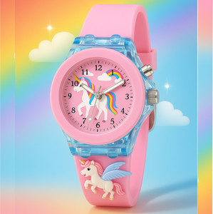 DKERAOD Beautiful Unisex Kids 3D Printed Dial And Small Cartoon Character Put On Strap Analog Watch  - For Boys & Girls