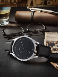 Titan NP1802SL11 Titan Workwear Black Dial Black Leather Strap Analog Watch - For Men