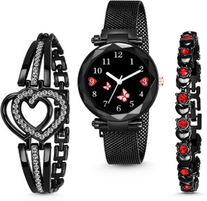Marclex Titli Black Magnet Watch with Bracelet combo with Bracelet Combo for girls watches for women latest design girls trending Analog Watch  - For Women
