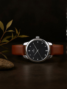 Titan NP2481SL07 Titan Workwear Minimalist Black Dial Brown LeatherStrap Analog Watch  - For Women