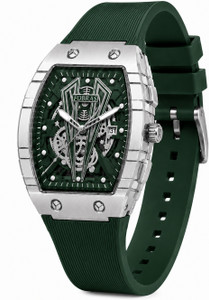 K&K Premium Skeleton Silver Tonneau Watch for Men - Image 6