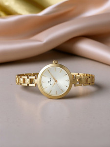 Titan 2598YM01 Titan Karishma Champagne Dial Golden Stainless Steel Strap Analog Watch - For Women