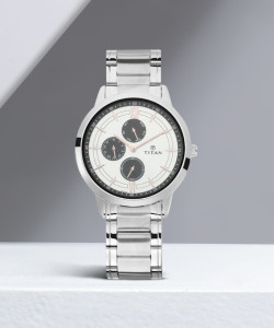 Titan NQ1769SM02 Titan Workwear Multifunction Silver Dial Silver SS Strap Analog Watch  - For Men