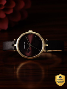Titan Ladies Karishma Maroon Dial Brown Leather Watch - Image 6