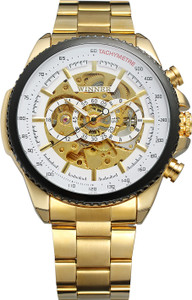 Forsining Hour Glass Automatic Mechanical Unisex Self-Winding Automatic Mechanical Gold Analog Watch  - For Men & Women