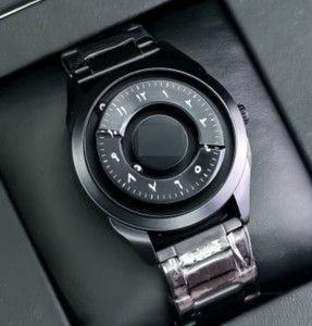 Forum Magnetic Rotating Disc Watch – Arabic Dial, Black Stainless Steel ...