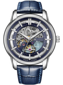 Ochstin Mens Watch Blue dial Automatic Mechanical Skeleton Dial Luxury Wrist Watch Analog Watch  - For Men