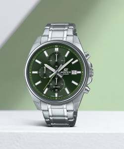 CASIO EFV-610D-3CVUDF Edifice Green Dial Silver Stainless Steel Band Analog Watch  - For Men