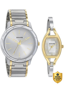 SONATA Sonata Bandhan Silver Dial Stainless Steel Strap Analog Watch  - For Couple
