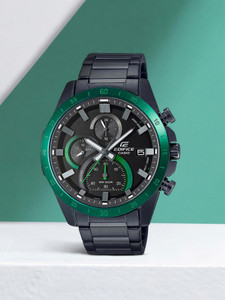 CASIO EFR-571DC-1AVUDF Edifice Black Dial Black Stainless Steel Band Analog Watch  - For Men