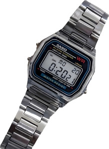 Timofywr silver Digital Watch Metal Strap Waterproof Alarm Stopwatch Trendy Chain Strap Series Digital Watch - For Men & Women