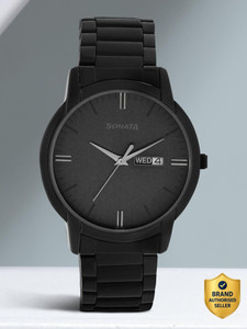 Sonata Reloaded Black Dial Black Strap Analog Watch - Men - Image 6