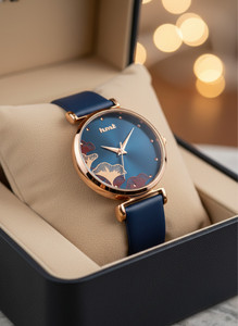 HMT DLX Floral Blue Dial Blue Silicon Strap Analog Watch  - For Women