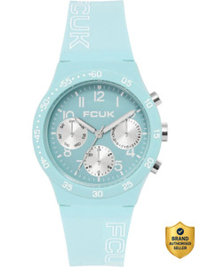 FCUK Frost Frost by Unisex Analog Watch, 39mm Light Blue Silicone Strap, Blue Dial Analog Watch  - For Men & Women