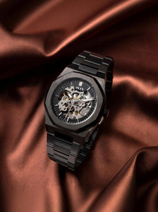 Alix AL2902 Black Mechanical Automatic Skeleton Self-Winding Water Resistant Analog Watch  - For Men