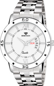 Rishox Classy look premium quality wrist Watch Men White Day & Date Stainless Steel Classy look premium quality wrist Analog Watch  - For Men