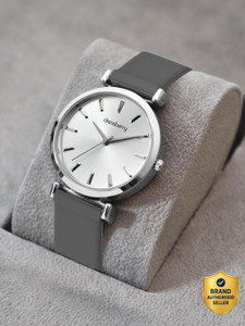 Dressberry Polished Perfection – Bold Silver Accent Strap Analog Watch - For Women
