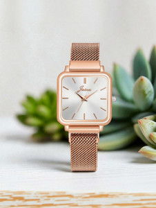 JAINX Rose Gold Mesh Magnet Chain Analog Watch  - For Women