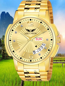 LOIS CARON LCS-8555 Original Gold Plated Day & Date Functioning for Boys Analog Watch  - For Men