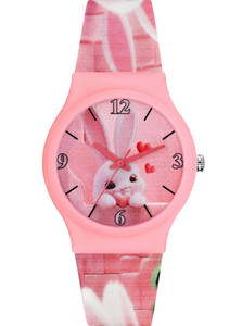 Loretta LT-717 Cute Bunny Cartoon Rabbit Print Dial with Pink Silicone Strap Waterproof Kids Analog Watch - For Girls