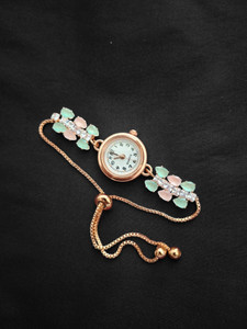 Krishna Creation Elegant Silver Floral Bracelet Watch with Adjustable Chain NA Analog Watch  - For Women