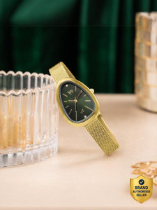 Fastrack Fastrack Vyb Prodigy Fastrack Vyb Prodigy Quartz Dark Green Dial Gold Stainless Steel Strap Analog Watch - For Women