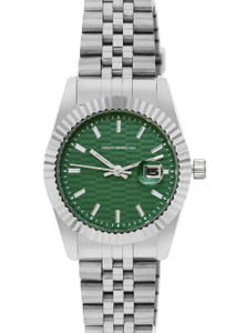 French Connection Maverick Maverick Green Dated Textured Dial | Women's Silver Analog Watch Analog Watch  - For Women